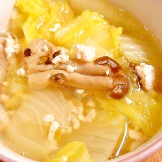 鶏ひき肉スープと白菜の和風スープ
